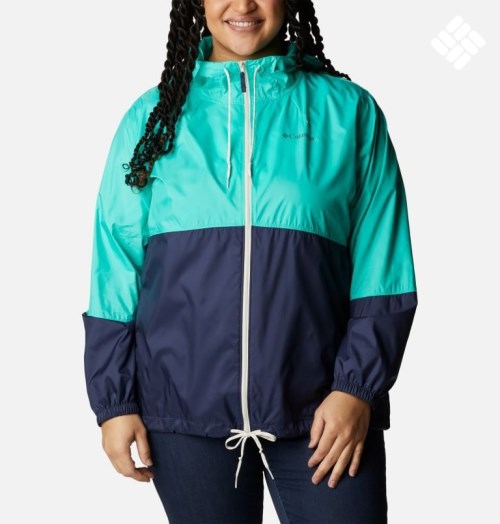 Women's Columbia Flash Forward Windbreaker Jackets Turquoise / Navy | Plus Size CA-W5L6C